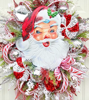 Peppermint Santa Christmas Wreath