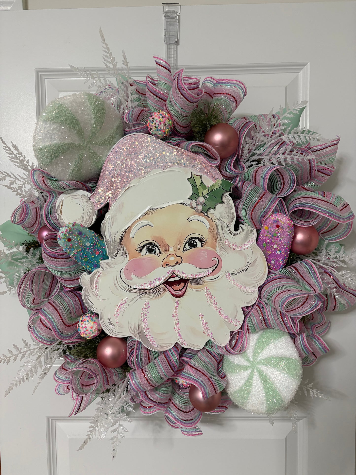 Santa Retro Candy Christmas Wreath (Contact for Availability)