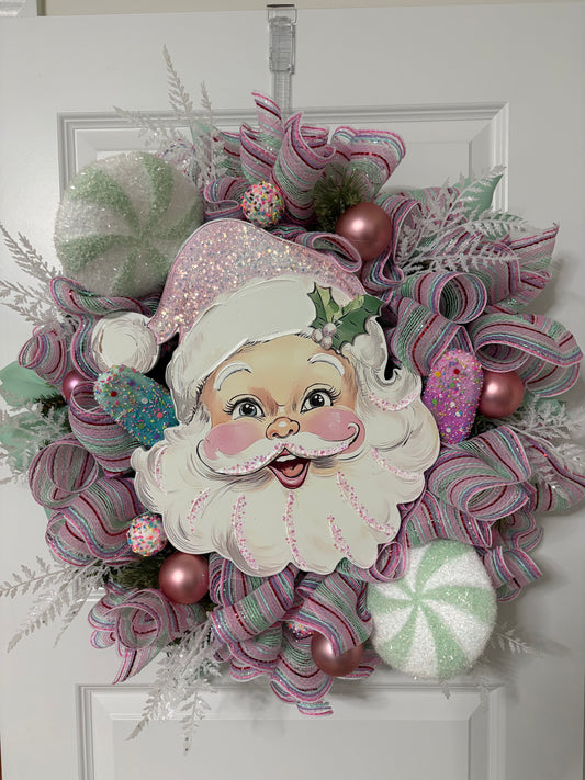 Santa Retro Candy Christmas Wreath (Contact for Availability)