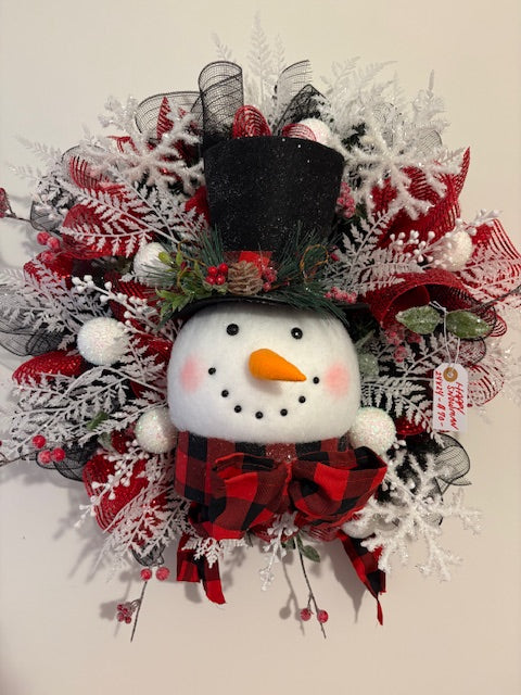 Happy Snowman Glitter Wreath (contact for Availability)